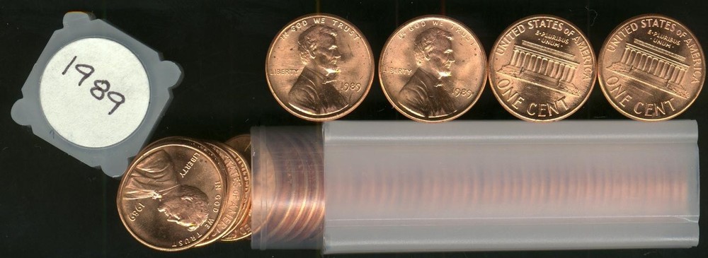 1989-P LINCOLN CENT BU ROLL #2