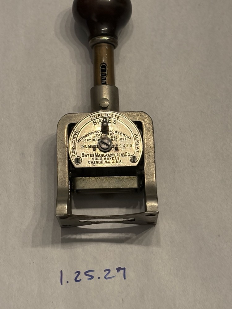 Antique Bates Numbering Machine 5 Wheels Style E Working Orange NJ