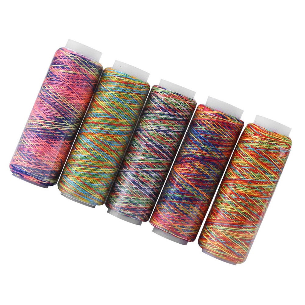 5pcs Multicolor Gradient Sewing Quilting Embroidery Thread Spools Garment