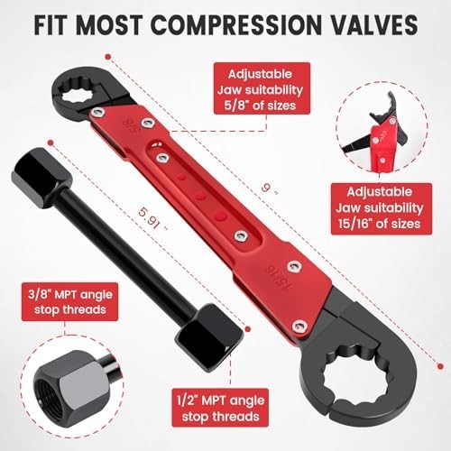 6-Piece Plumbing Tool Set - Angle Stop Wrench, Compression Sleeve Puller, Sandpa