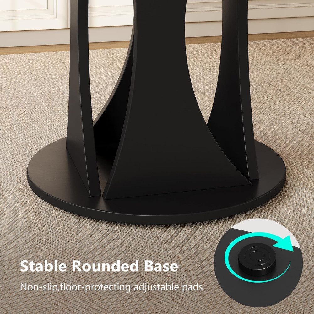 Einhomn round Dining Table for 4-6, Kitchen Table with Sturdy Double Arc & Round