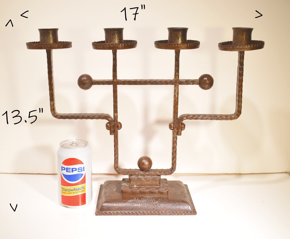 Large Secessionist Wrought Iron Candelabra