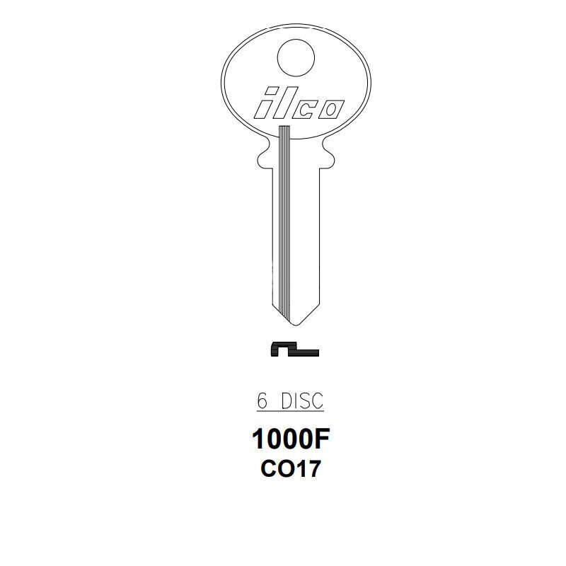 Ilco 1000F key blank, for CCL/Corbin (10-Pack)