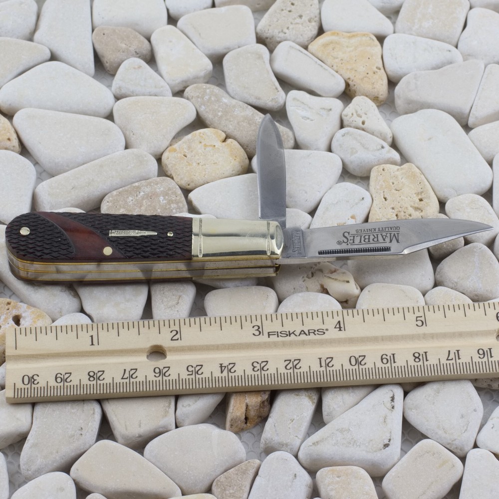 Marbles Barlow Folding Knife Brown Checkered Bone Handle MR684