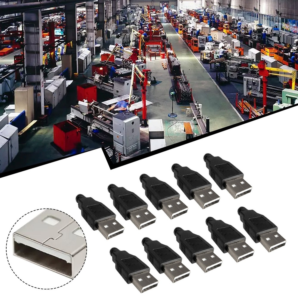 Experience Optimized USB 2 0 Male Connector Black Plastic Case Pack of 10