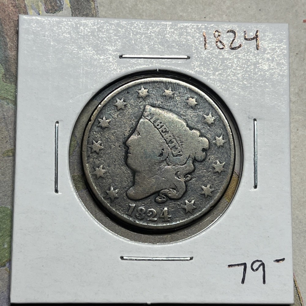 1824 Coronet Head Large Cent Copper Coin Collection
