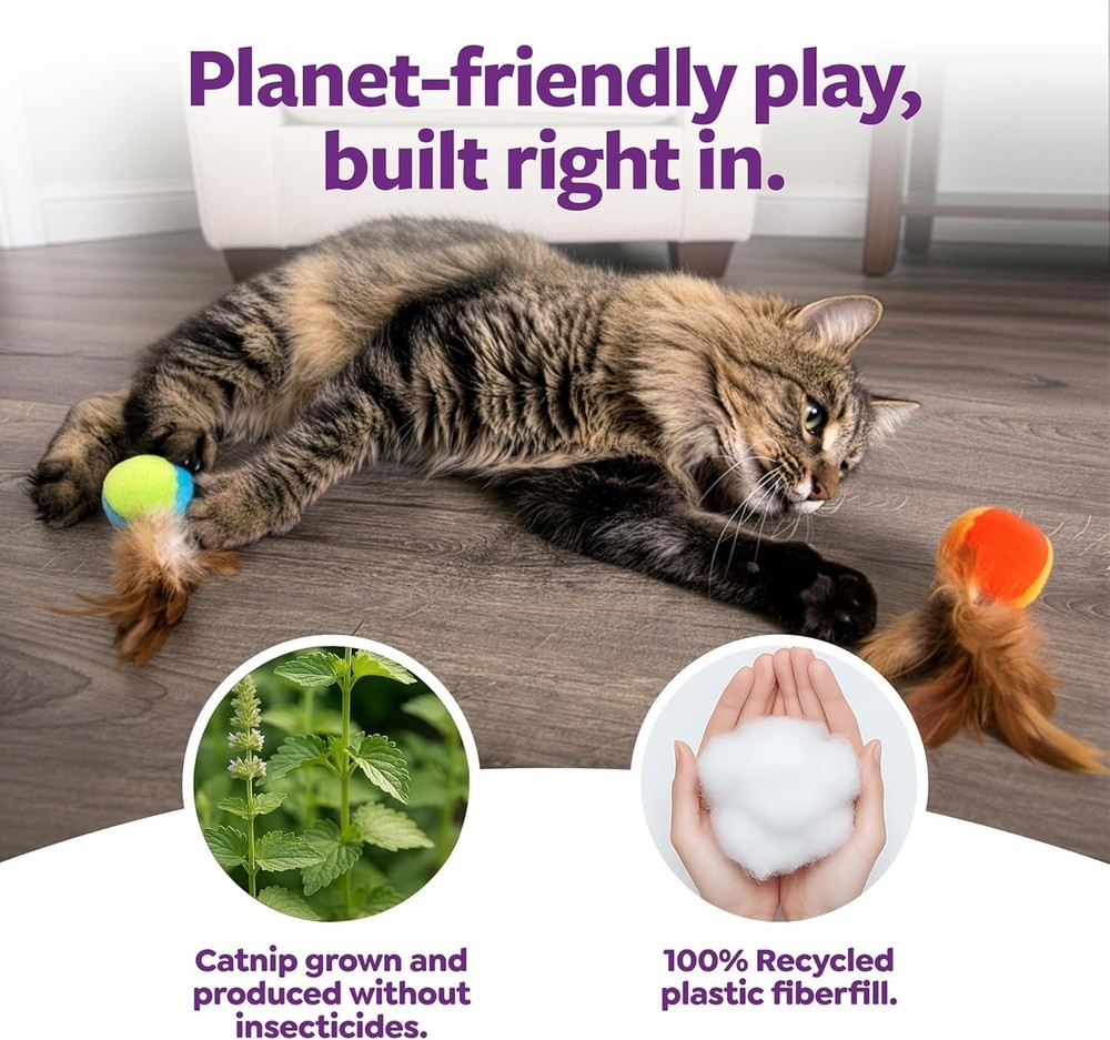 Interactive Plush Catnip Flutter Balls with Feathers - Ideal for Kittens