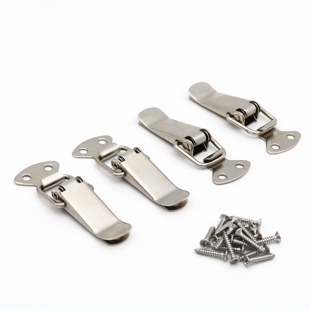 BERYLER Latch, Stainless Steel Spring Loaded Toggle 4 Pack, Silver