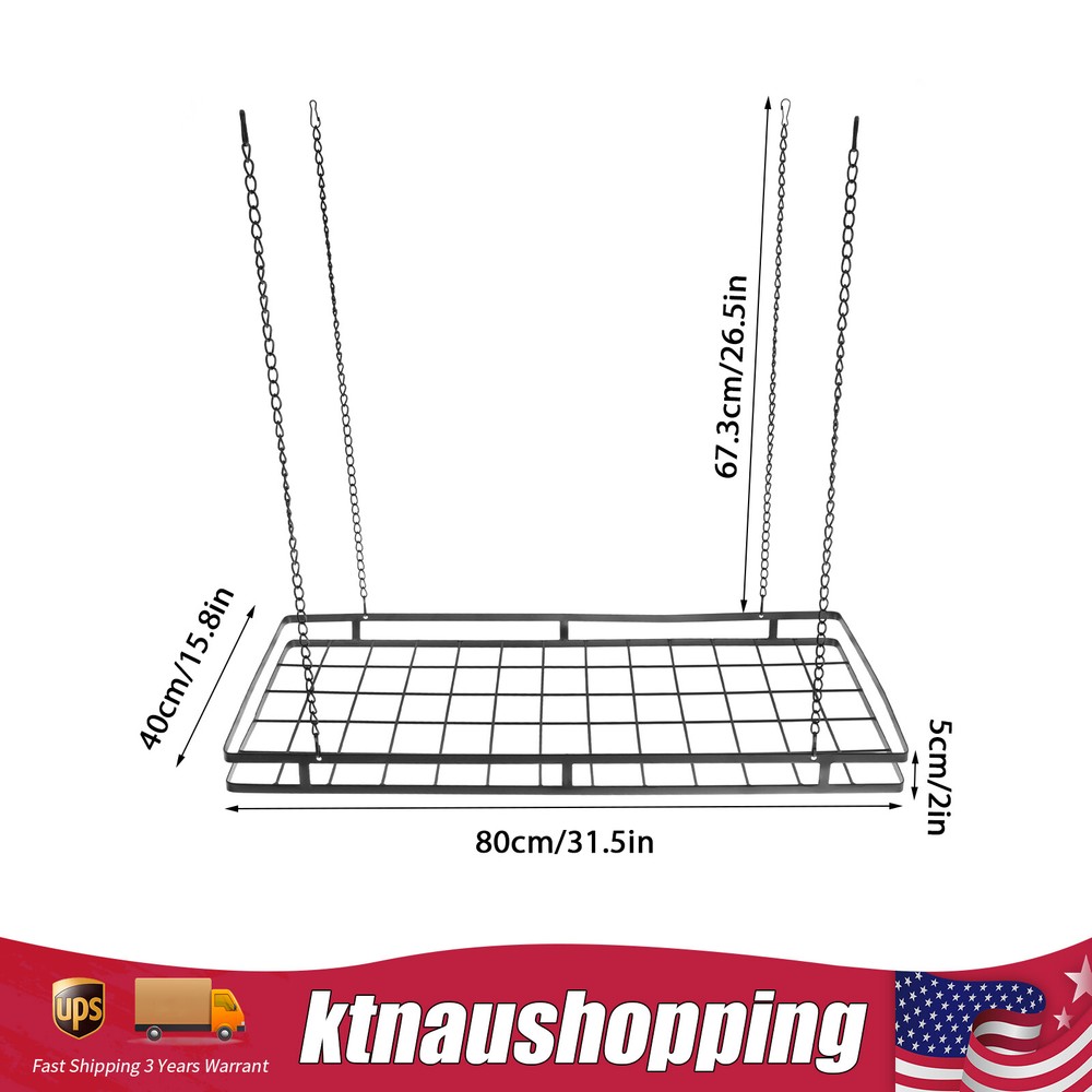 Modern Hanging Pot Holder Pan Hanger Kitchen Ceiling Rack with 12 Hooks Black