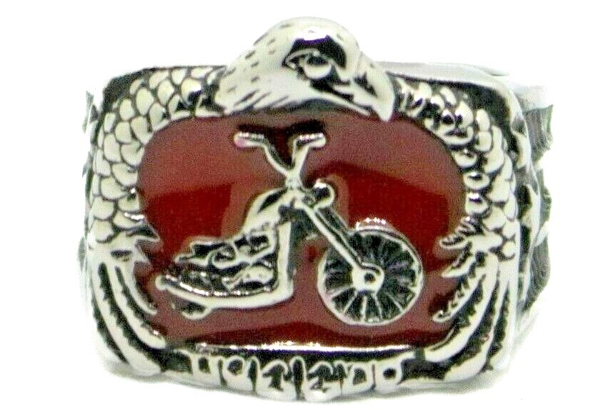 Motorcycle Eagle Red SOLID Biker Ring Sz 7 8 9 10 11 12 13 14 15