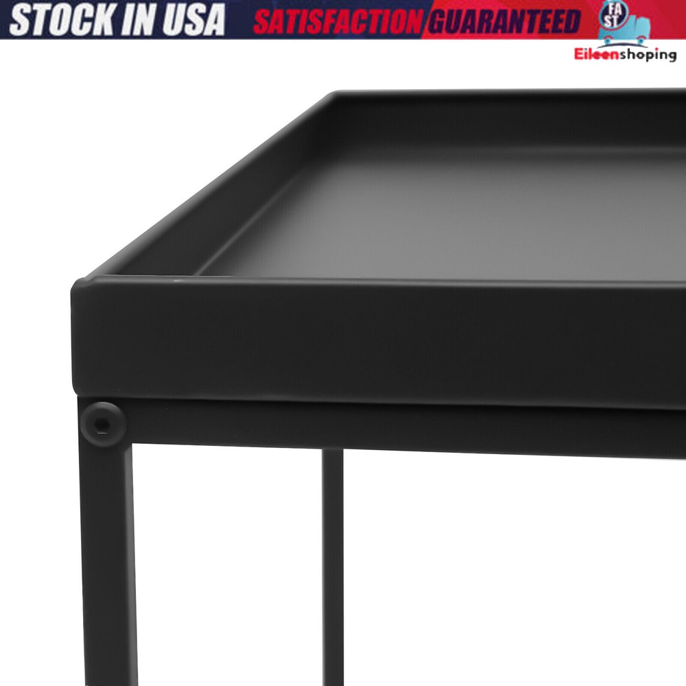 24" Square Table Metal Frame Table Portable Office Side End Table Camping Table