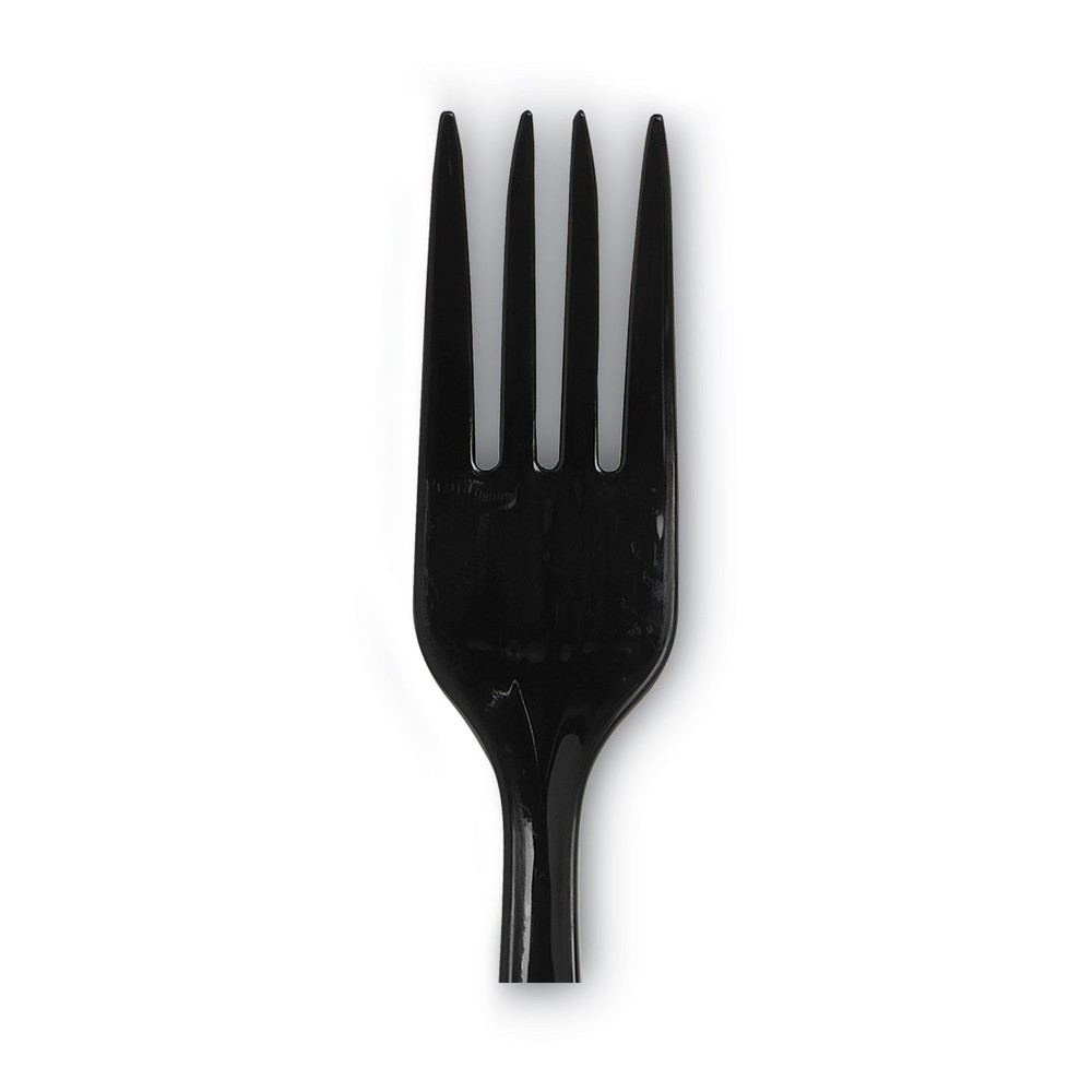 Dixie® Individually Wrapped Heavyweight Utensils, Fork, Plastic, Black, 1000/Car