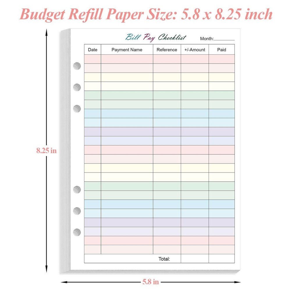 Payment Checklist Refills - 50 Sheets/100 Pages Colorful 1-Pack, multicolor