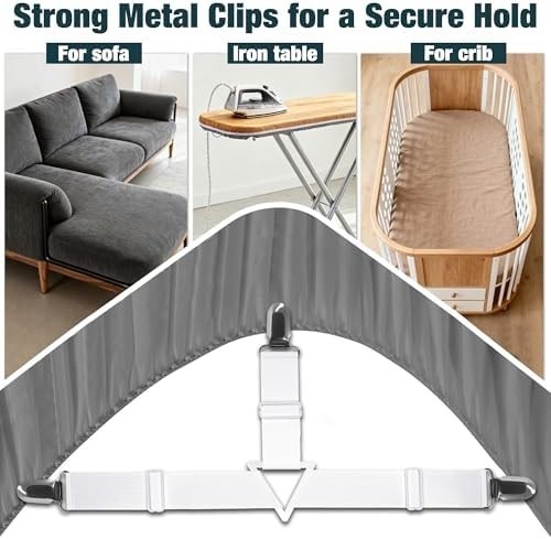 Bed Sheet Holder Straps Adjustable Clips Keep Sheets Tight Wrinkle Free