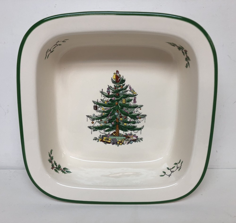 Spode Christmas Tree 10" Square Rim Baking Dish In Box