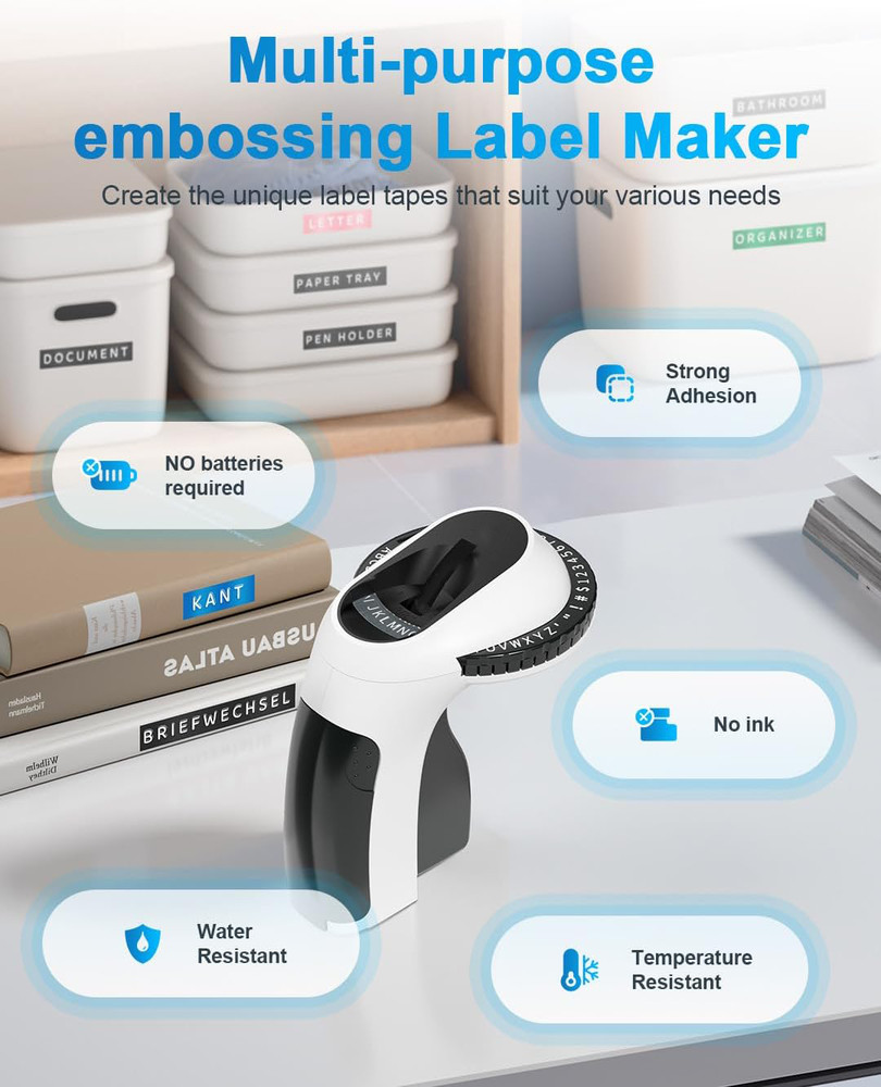 Phomemo Embossing Label Maker with 5 Label Tapes | Organizer Xpress, Pro Lab