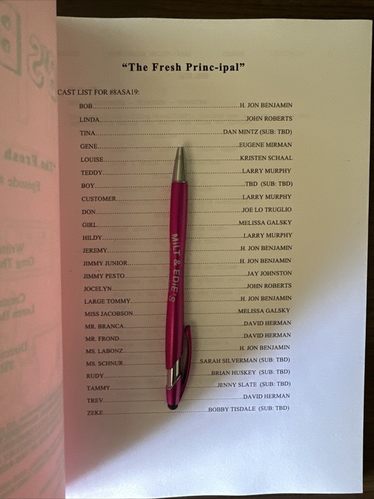 ORIGINAL 2018 Bob’s Burgers Table Read Script Fox Screenplay Fresh Princ-ipal