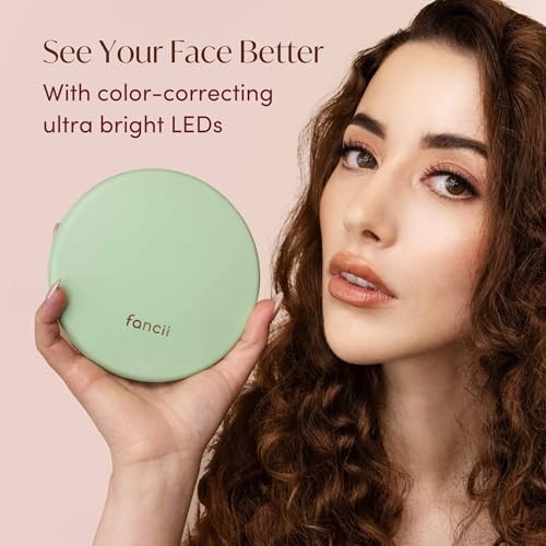 Taylor LED Lighted Compact Makeup Mirror, Rechargeable, 10x /1x Mint Green