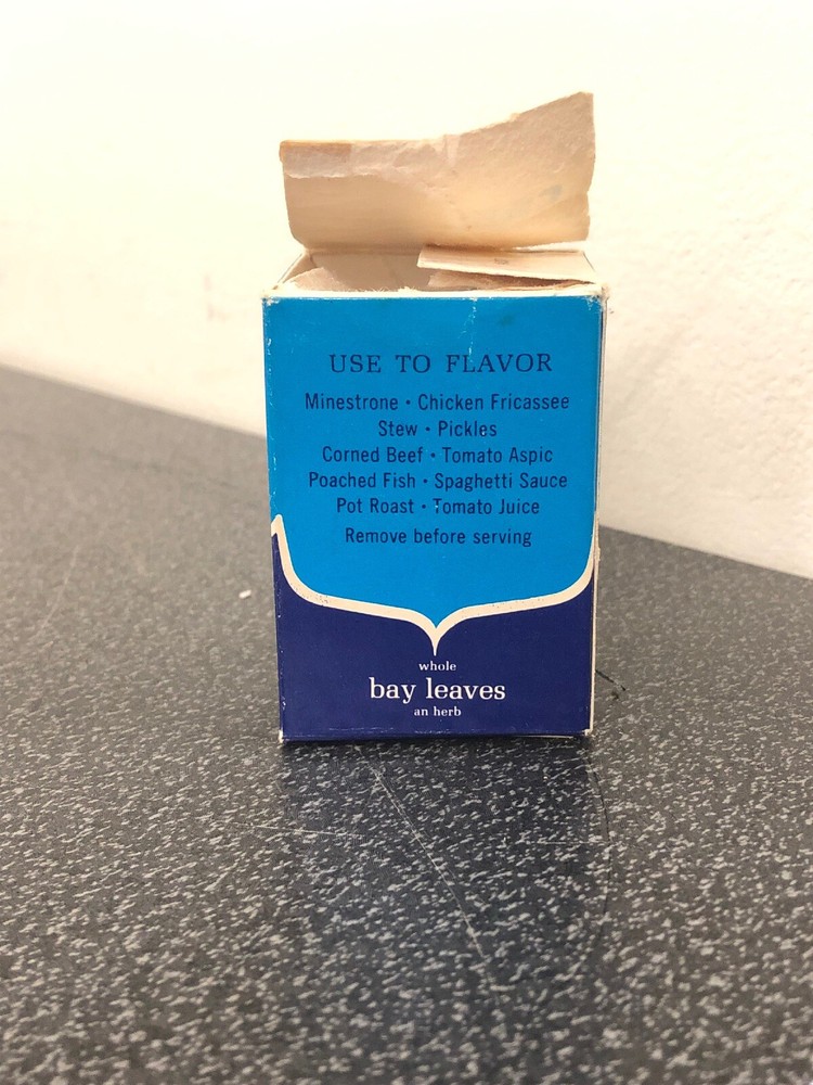 Crescent Whole Bay Leaves Herb Spice Box Blue