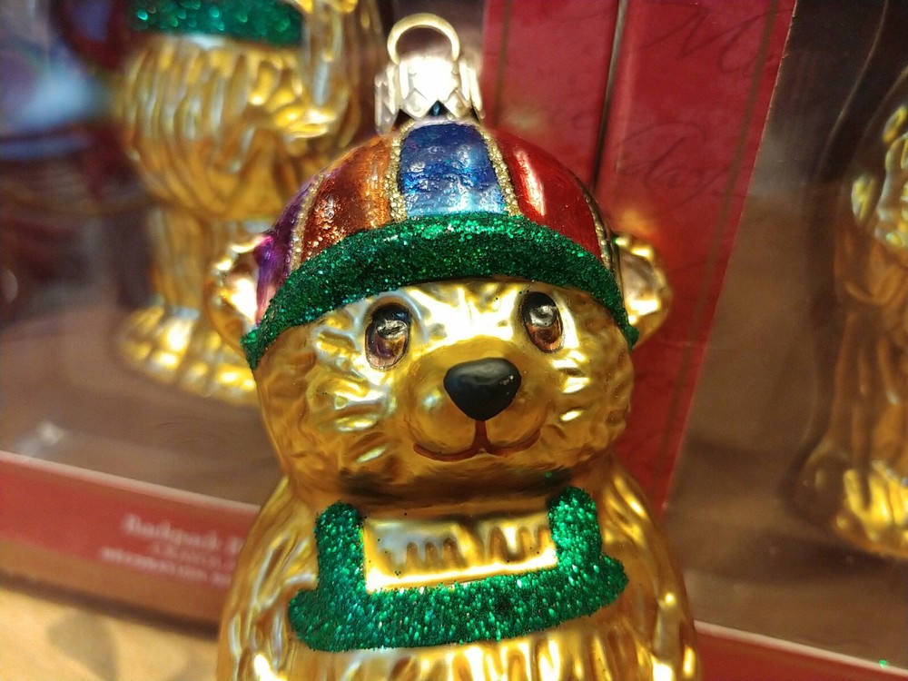 HALLMARK Keepsake Backpack Bear Crayola Blown Glass Ornament 2000 (2) Per Order!