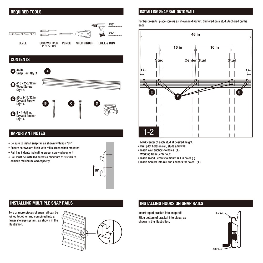 Hyper Tough 46-inch Quick-Release Garage Organizer Rail Track