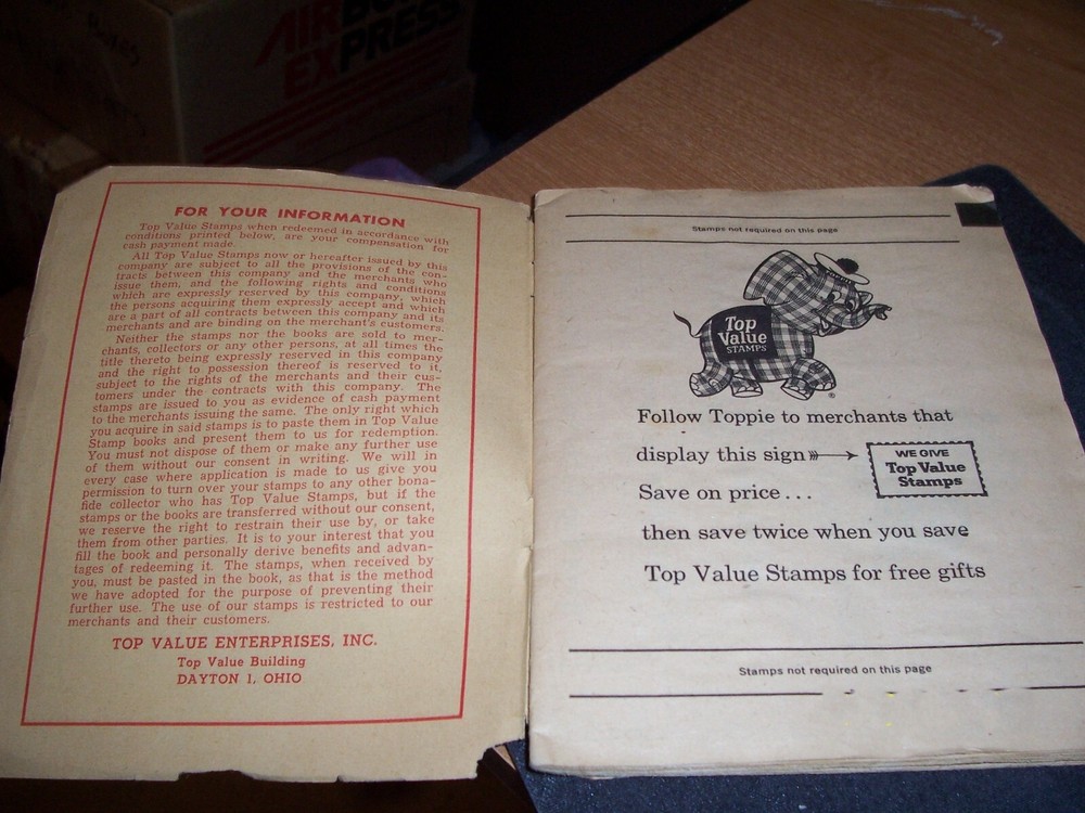 Top Value Savings Stamp Book. 1958 Filled
