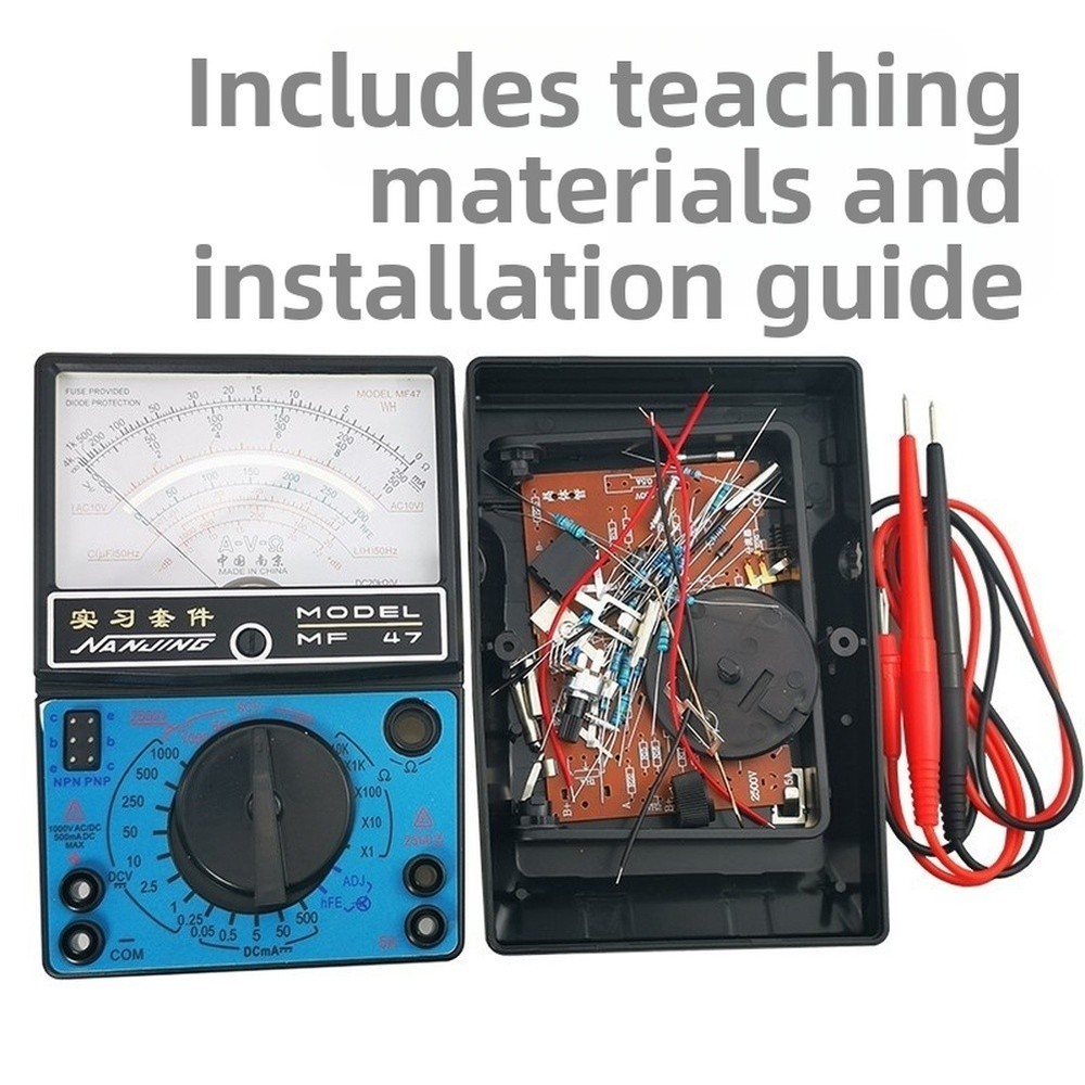 MF47 Multimeter Kit for DC AC Voltage Current Resistance Capacitance Testing