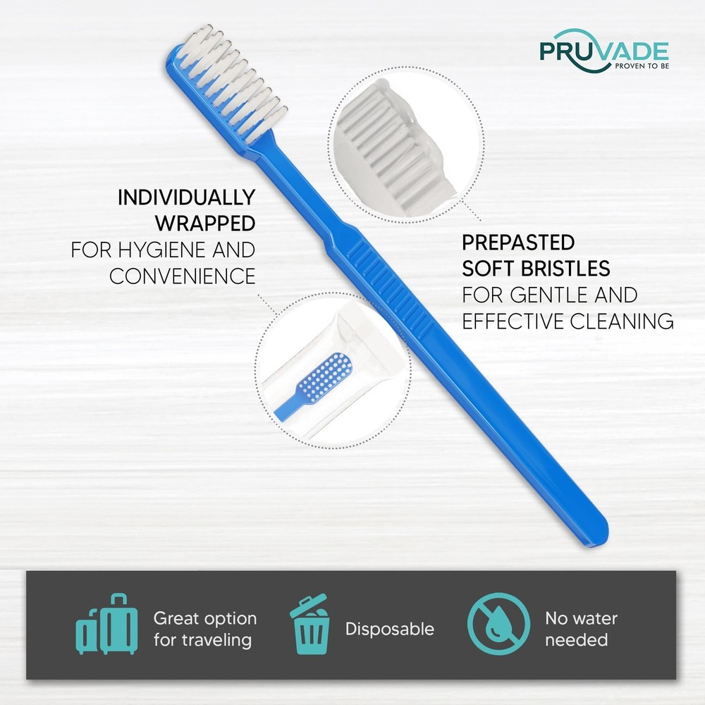 100 Pack Disposable Toothbrushes with Toothpaste Built In | Mint Prepasted To...