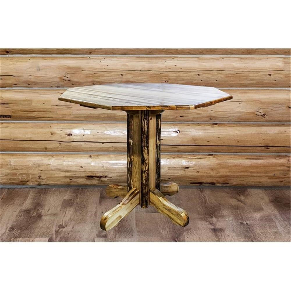 Pemberly Row Contemporary Transitional Wood Pub Table in Brown