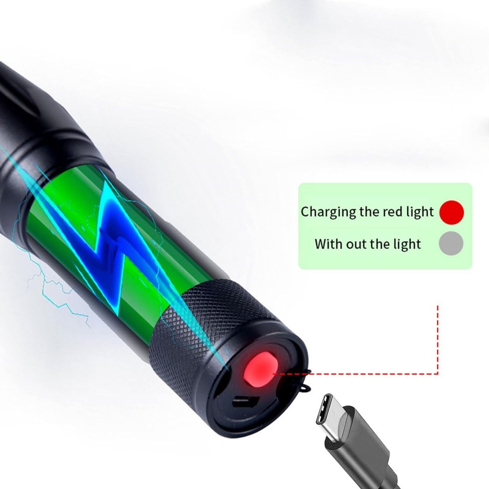 YZYOE Rechargeable Multi Function Flashlights 4 Color Lights, Black Light UV ...