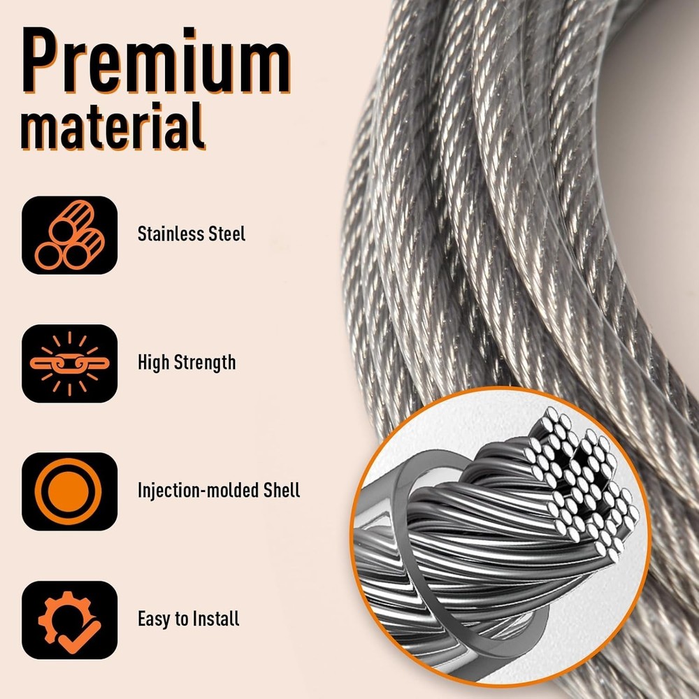 12 ft Skeleton Replacement Guy Wire Part, Tether Cable Guy Wire for 12 Foot S...