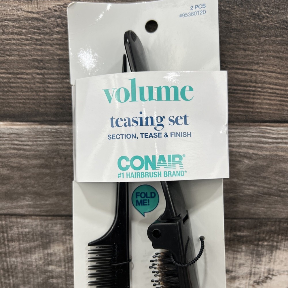 Conair Volume Teasing Comb & Foldable Teasing Hair Brush - 2 pc