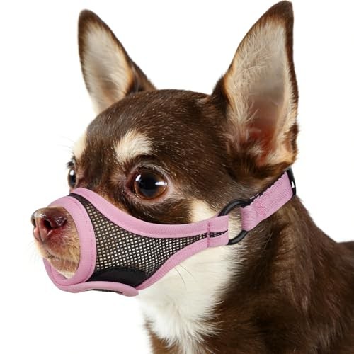 Mesh Dog Muzzle for Short Snout Small Dogs, Adjustable Muzzle for Chihuahua