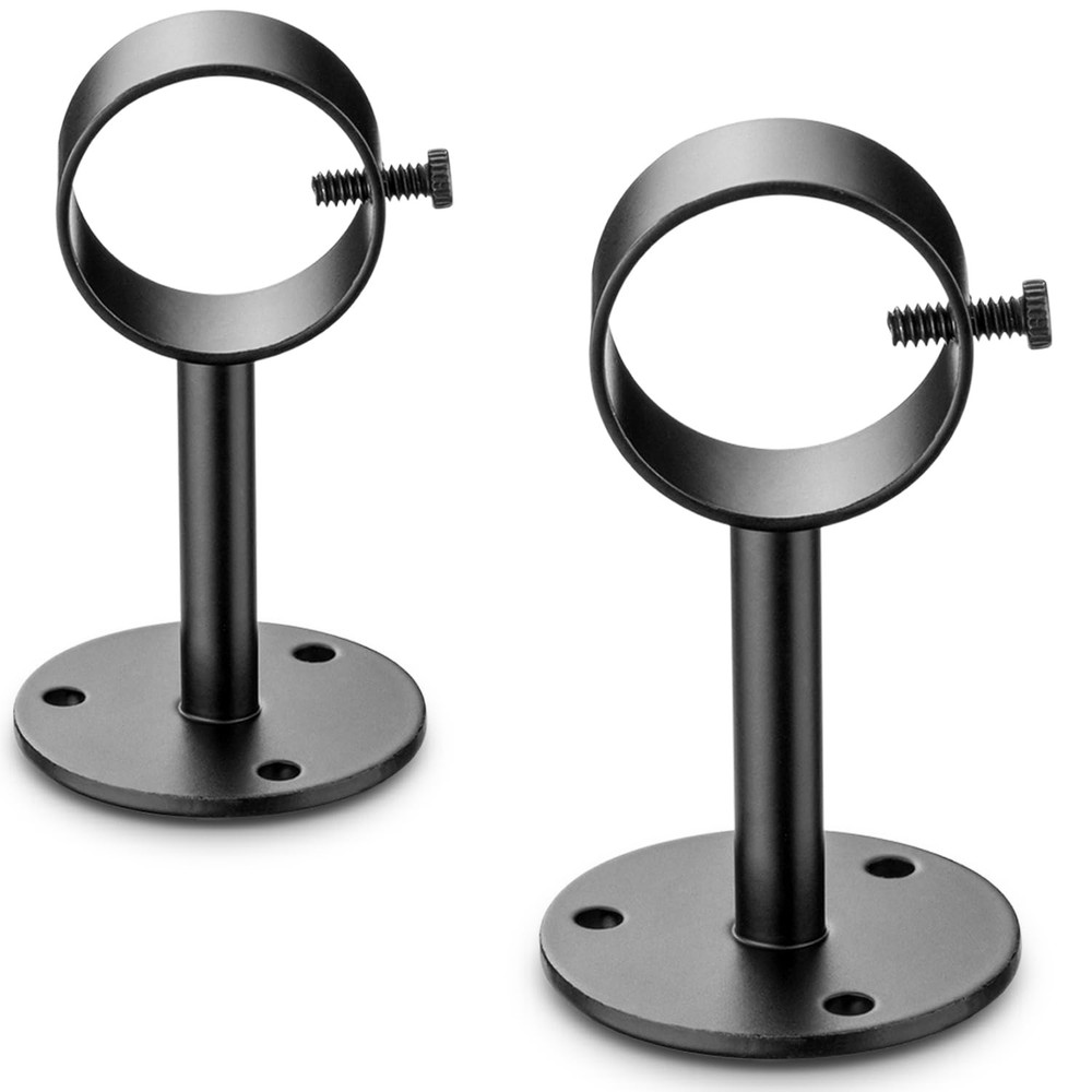Black Ceiling Curtain Rod Brackets - 2 Pack