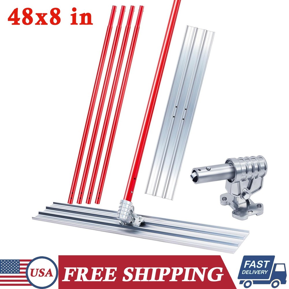 48"x8" Bull Float Kit Magnesium Concrete Float w/ Adjustable Bracket & 4 Handles