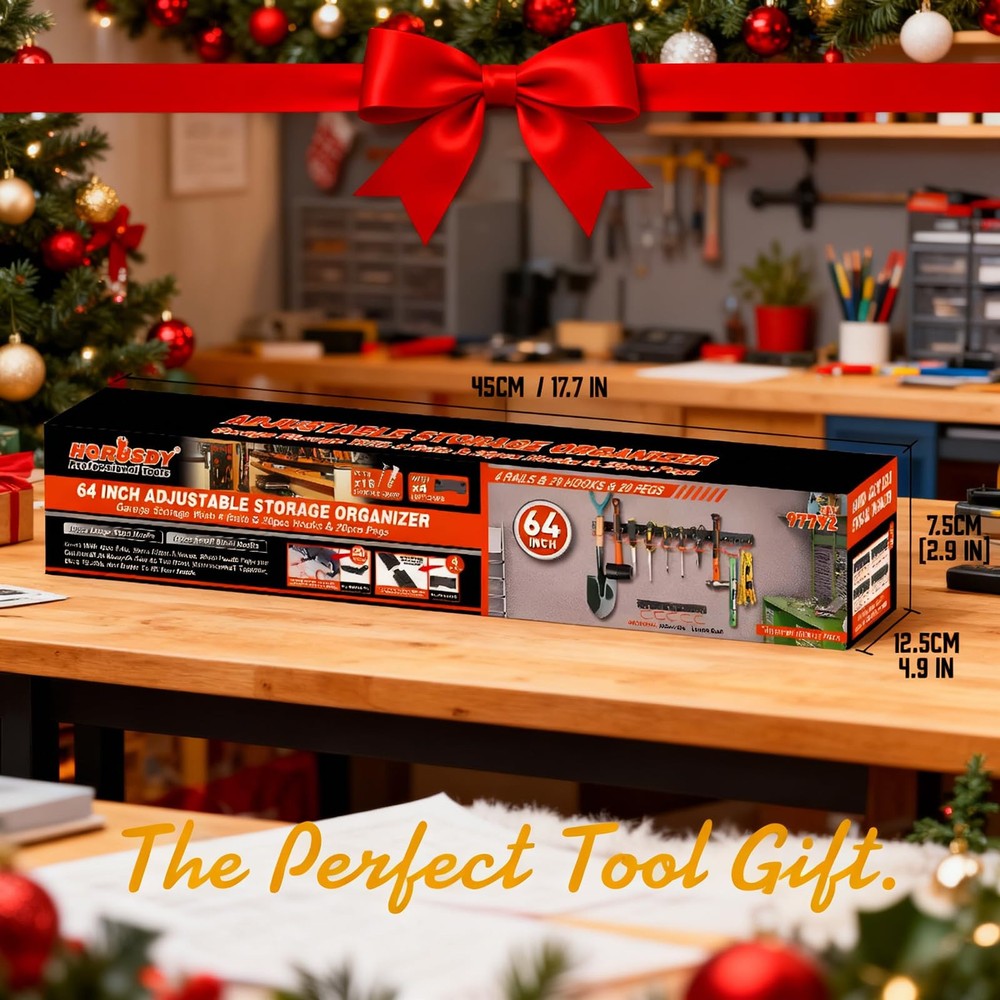 64 Inch Adjustable Storage System, Wall Mount Tool Organizer, Tool Hangers fo...