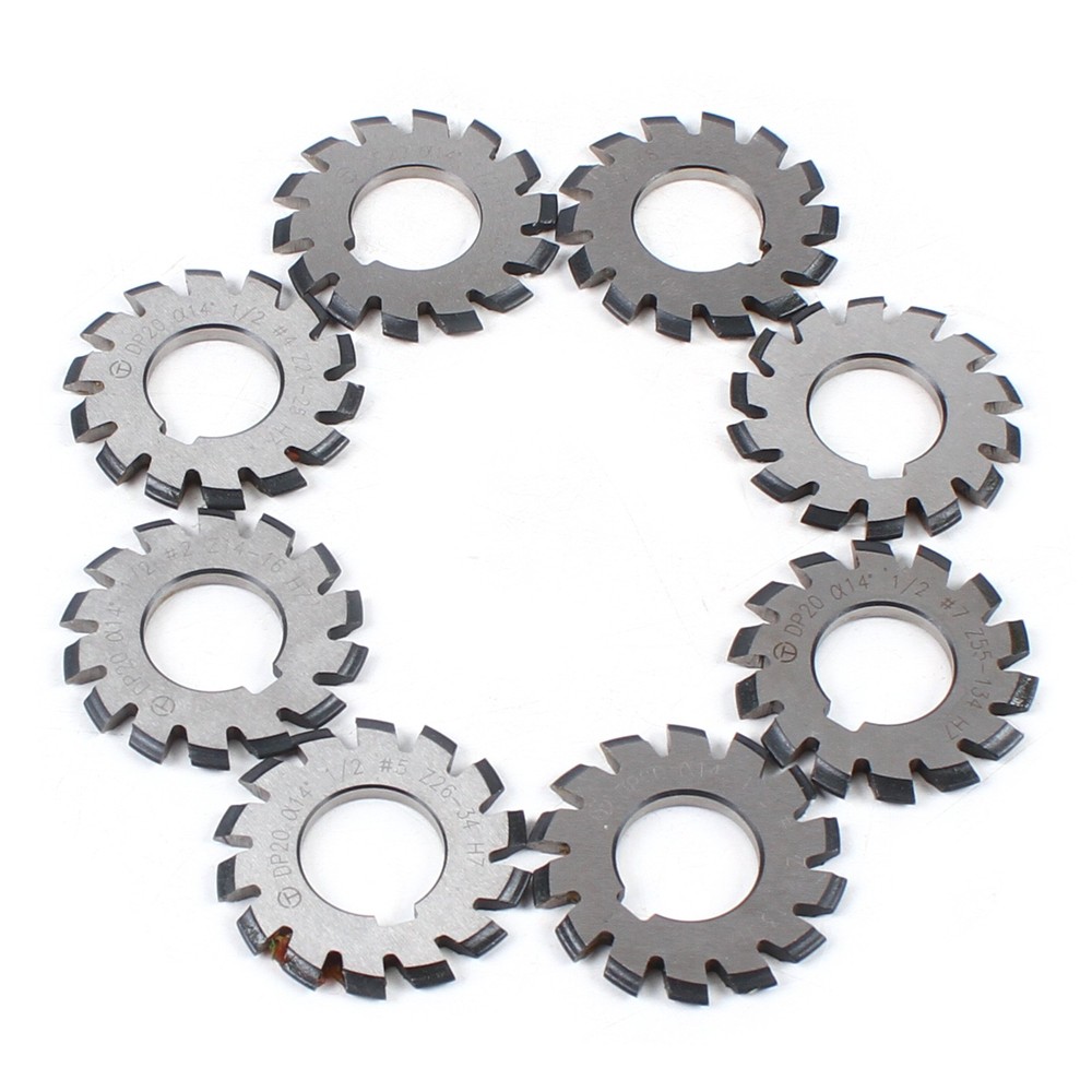 Involute Gear Cutters 8Pcs/Set DP20 Gear Cutters Silver