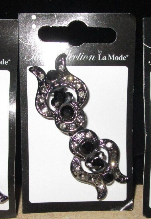 LAMODE BLACK & RHINESTONE CLASP - SEW ON