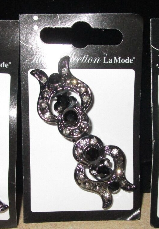 LAMODE BLACK & RHINESTONE CLASP - SEW ON