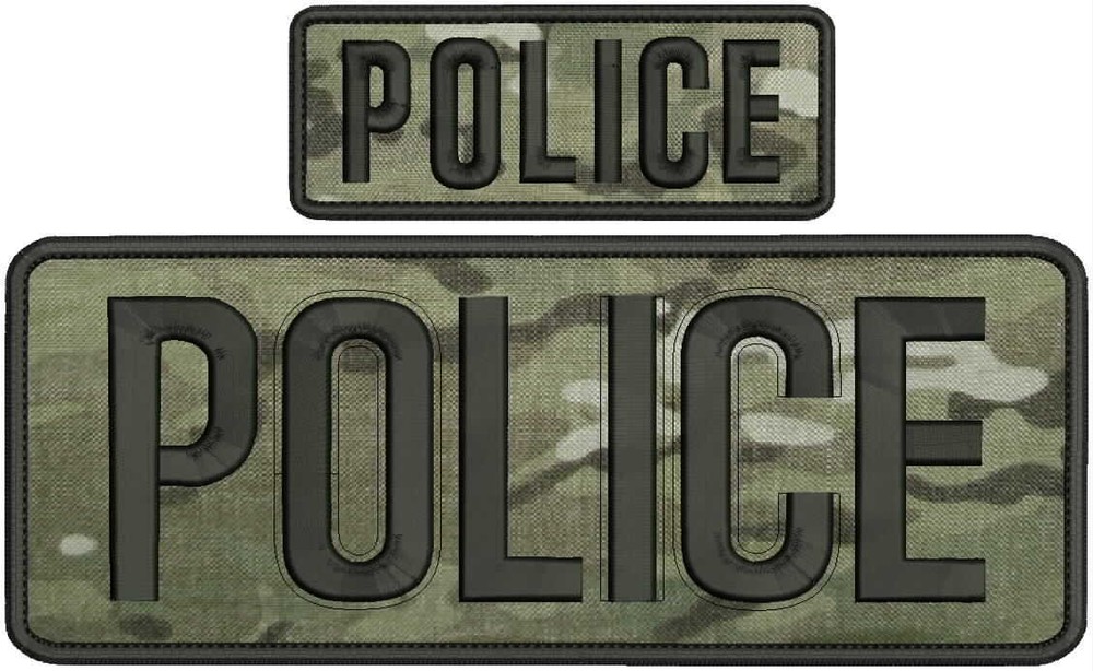 POLICE embroidery patch  4x10 and 2x5 hook MULTICAM