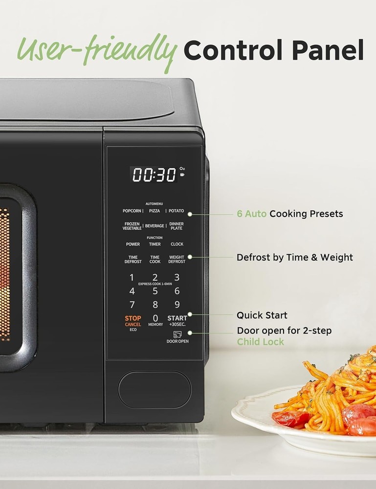 Efficient Countertop Microwave Oven - 0.7 cu.ft with Defrost & Memory Function