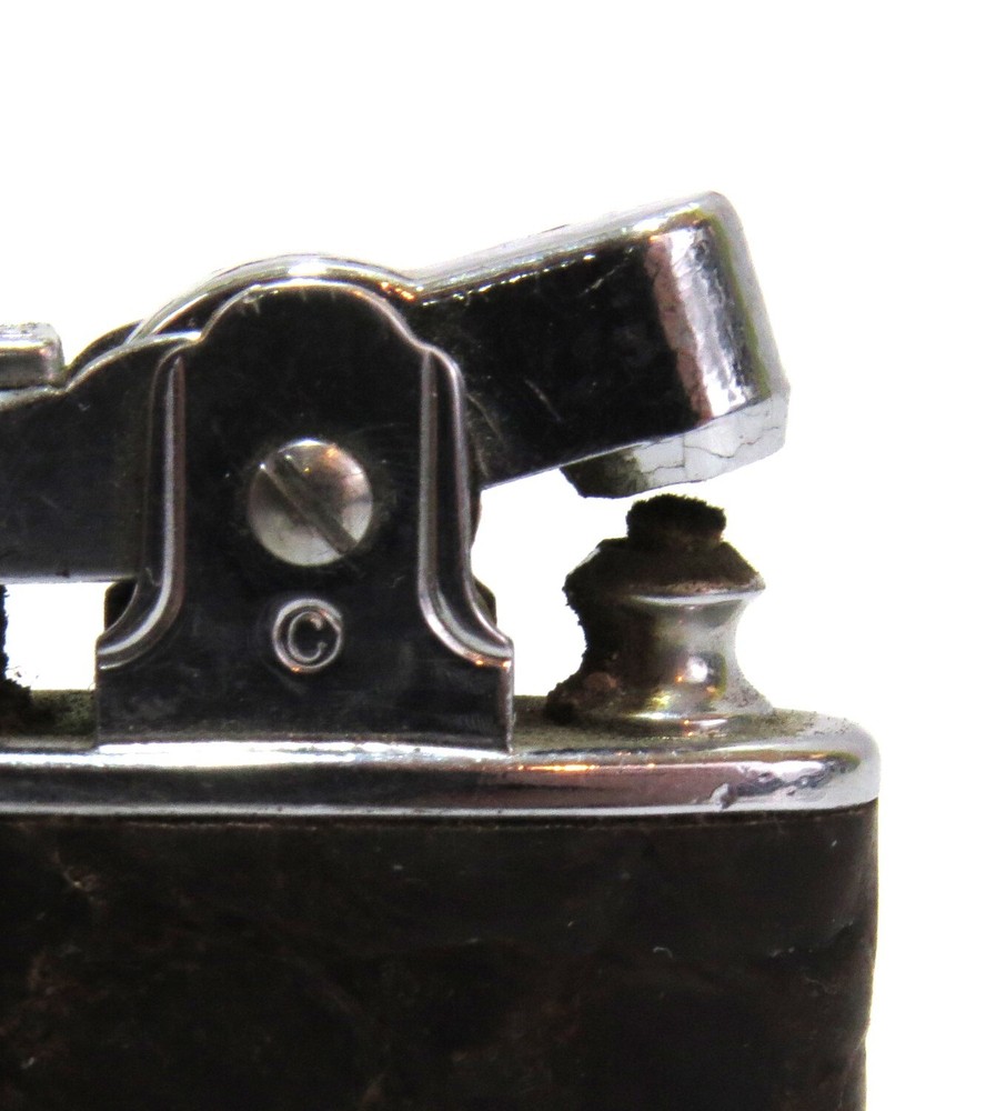 Ronson Princess Leather Wrapped Engraved Push-Button Vintage Cigarette Lighter