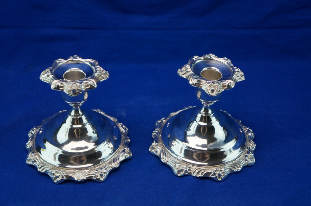 Sheridan Silver (2) Candle Holders, 4 1/2"