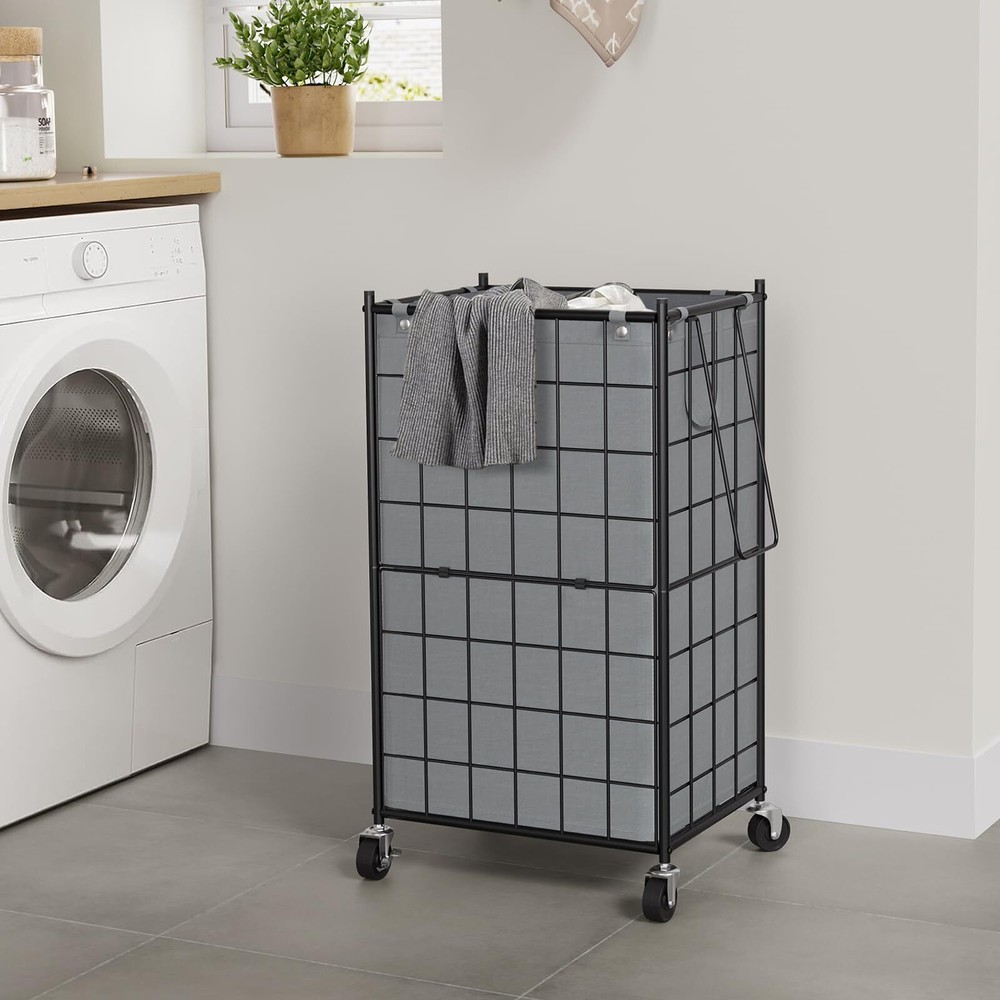 Laundry Hamper With Wheelsmetal Wire Frame Rolling Laundry Basket With Removable