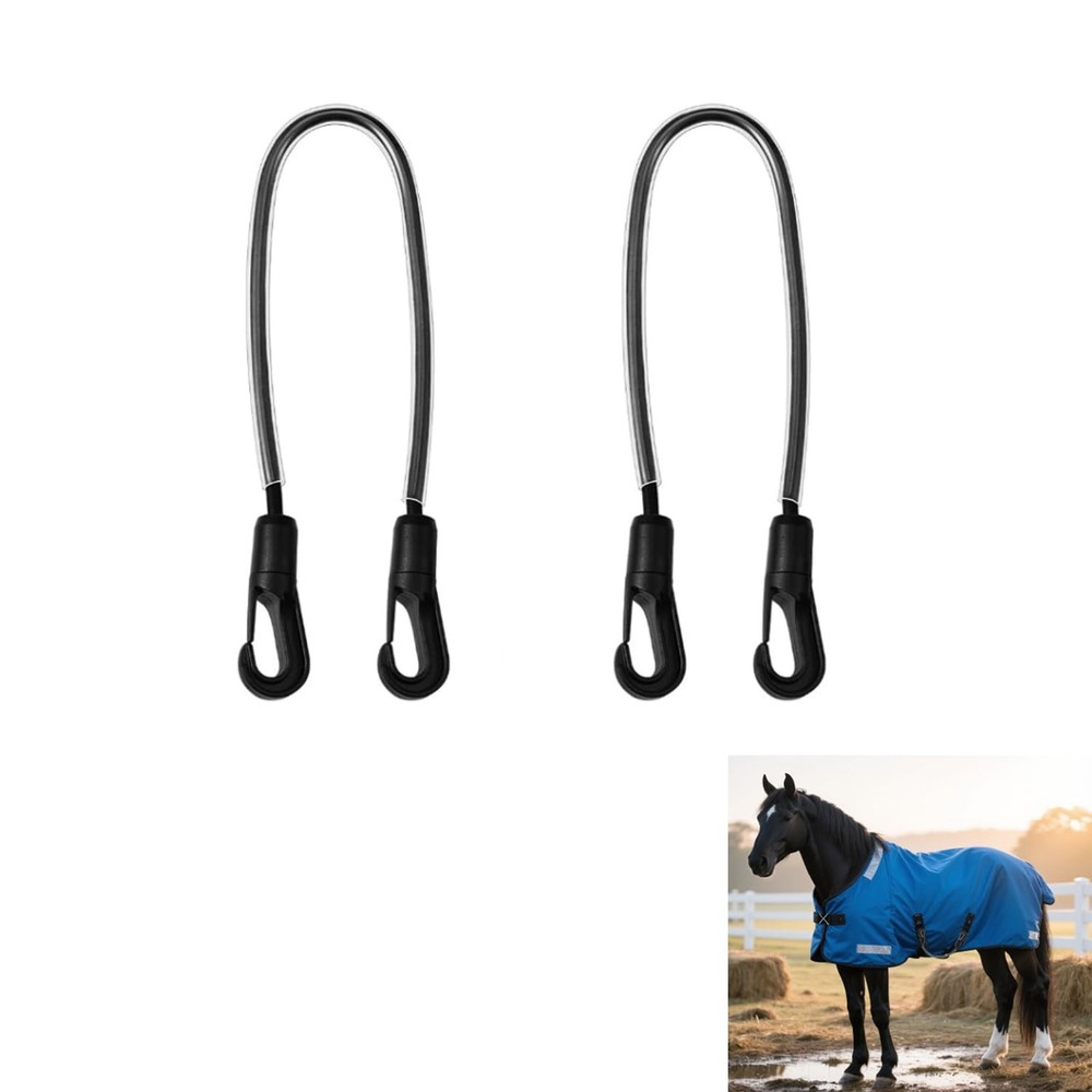 2 Pcs Horse Blanket Straps - Adjustable Elastic Tail & Leg Straps with Double...