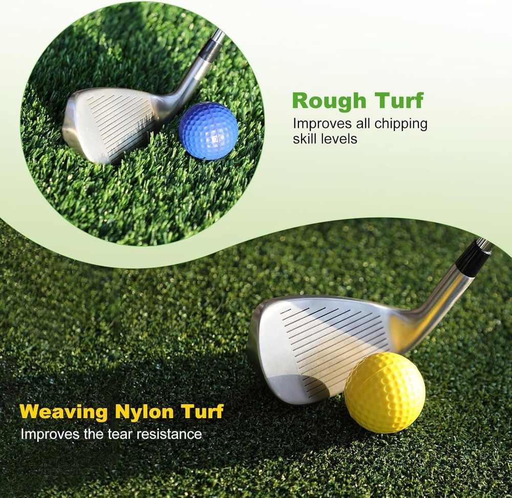 Foldable Golf Hitting Mat with 10mm EVA Base, Dual-Turf Golf Practice Mat fo...