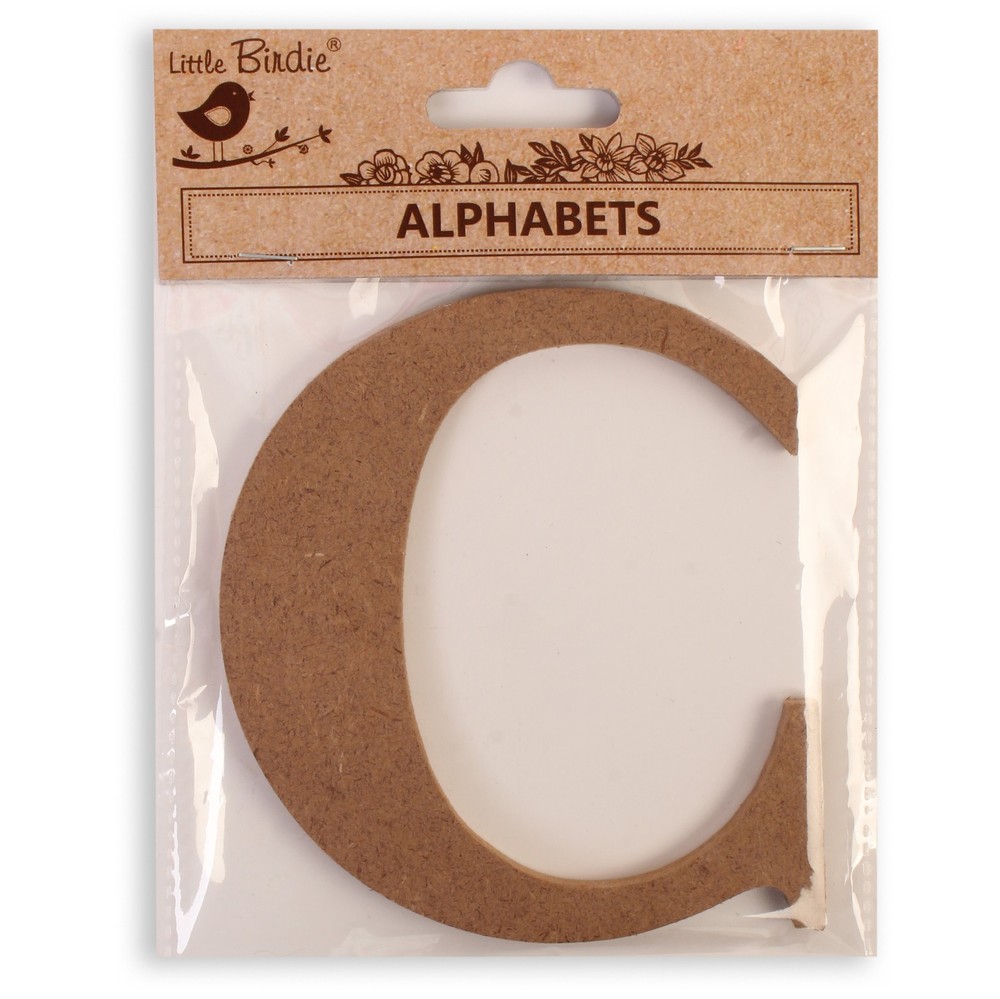 Little Birdie MDF Alphabets Upper Case 4" 1/Pkg-C - 6 Pack