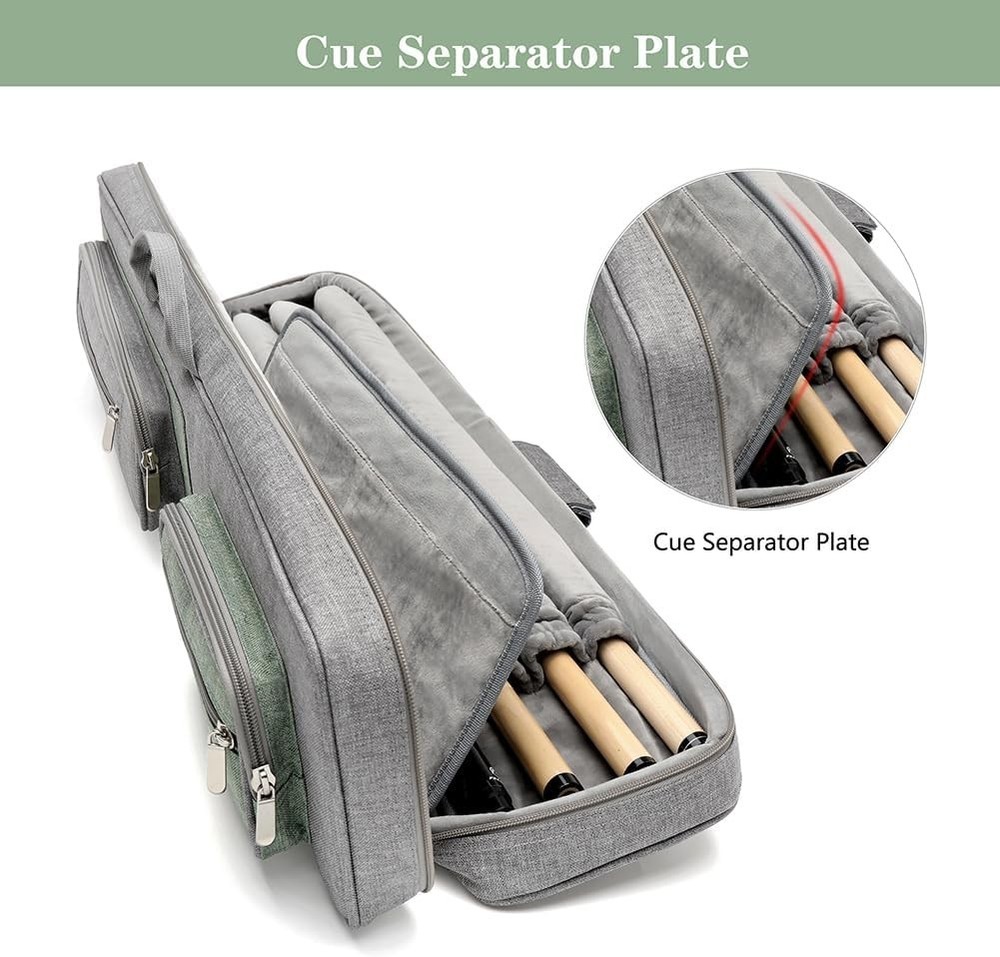Elegant Hard Case Pool Stick Case with Straps & Handle - Extra Large, Grey