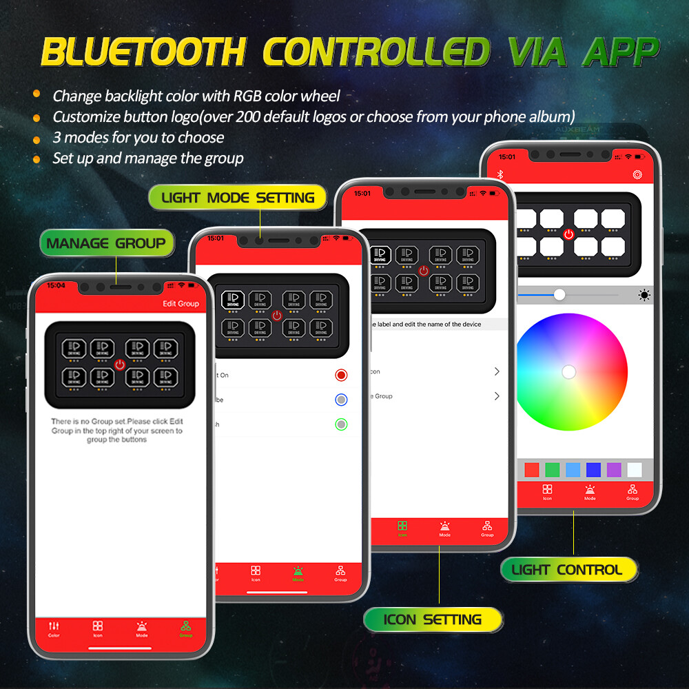 AR-800 Multifunction RGB Switch Panel w/bluetooth Controlled for Polaris RZR XP