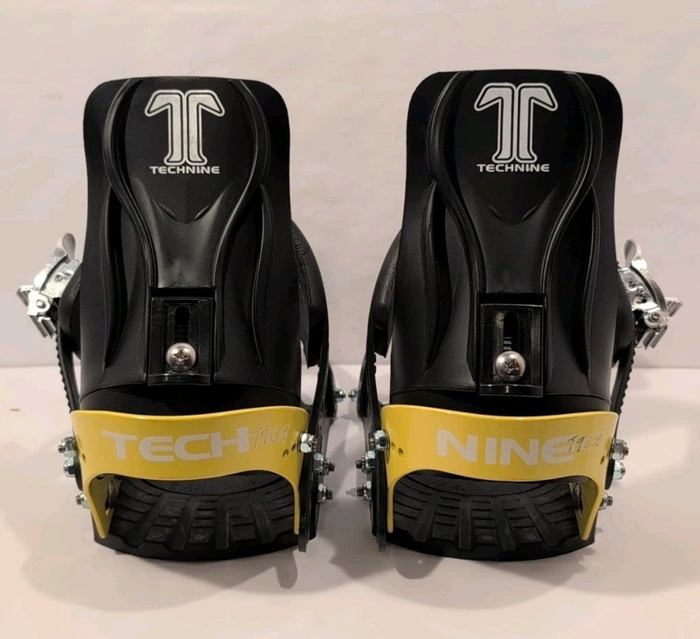 Technine Snowboard Bindings Size Small (Men’s 6–8) Black w/ Yellow – Adjustable